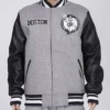 Boston Celtics Gray and Black WoolLeather Varsity Jacket