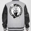 Boston Celtics Gray and Black Varsity Jacket