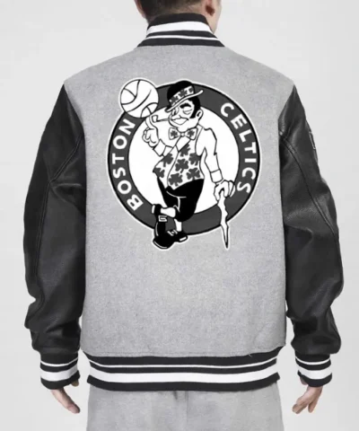 Boston Celtics Gray and Black Varsity Jacket