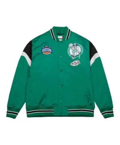 Boston Celtics Heavyweight Full-Snap Varsity Satin Green Jacket