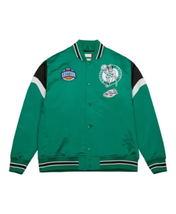 Boston Celtics Heavyweight Full-Snap Varsity Satin Green Jacket