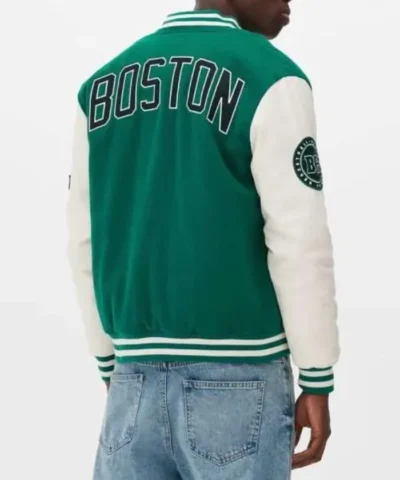 Boston Celtics Green and Off White Varsity Jacket