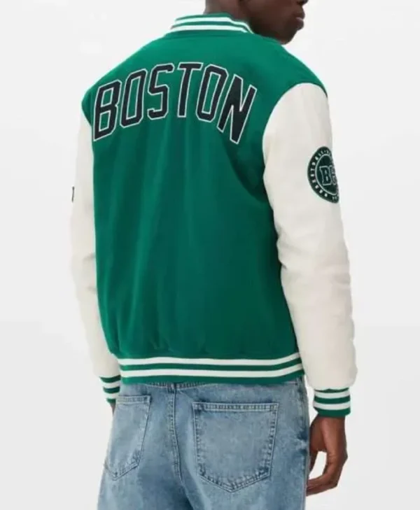 Boston Celtics Green and Off White Varsity Jacket