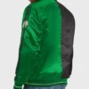 Boston Celtics Striped Green Black Satin Varsity Jacket