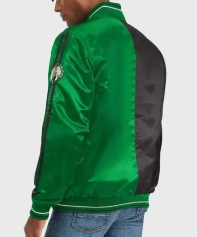 Boston Celtics Striped Green Black Satin Varsity Jacket