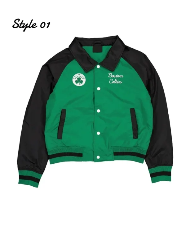 Boston Celtics Throwback Nylon Green and Black Jacket