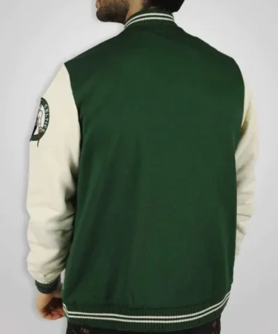 Boston Celtics Green and Off White Varsity Jacket