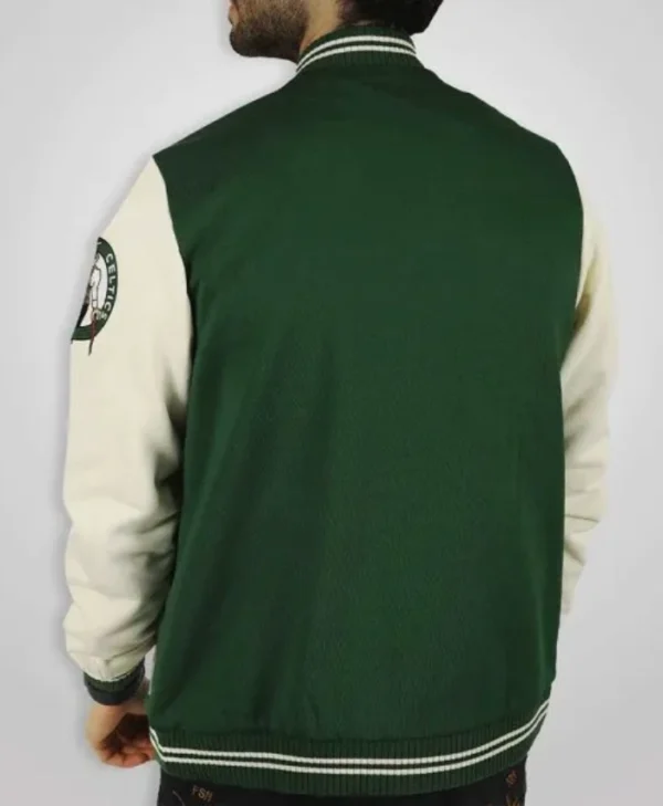 Boston Celtics Green and Off White Varsity Jacket