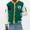 Boston Celtics WoolLeather Green and Off White Varsity Jacket