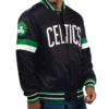 Boston Celtics Home Game Full-Snap Satin Black Varsity Jacket