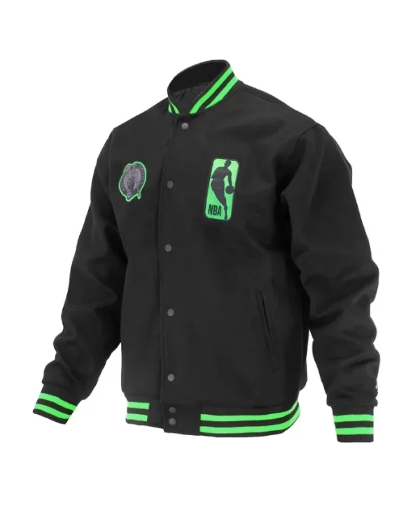 Boston Celtics Logoman Shadow Full-Snap Varsity Wool Jacket