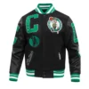 Shop Boston Celtics Mashup Classic Rib Varsity Black WoolLeather Jacket