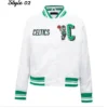 Boston Celtics Mashup Classic Rib Full-Snap Satin White Jacket