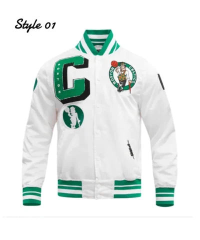 Shop Boston Celtics Mashup Classic Rib Full-Snap Satin White Jacket