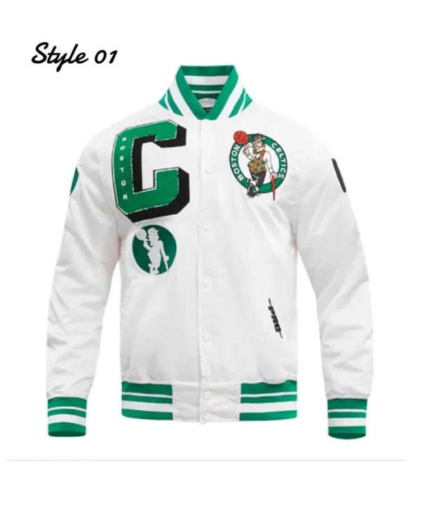 Shop Boston Celtics Mashup Classic Rib Full-Snap Satin White Jacket