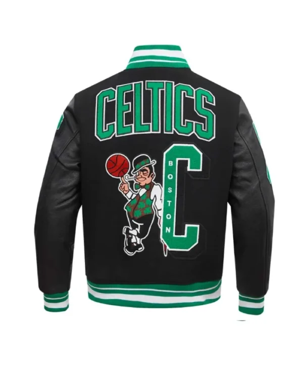 Boston Celtics Mashup Black Varsity WoolLeather Jacket