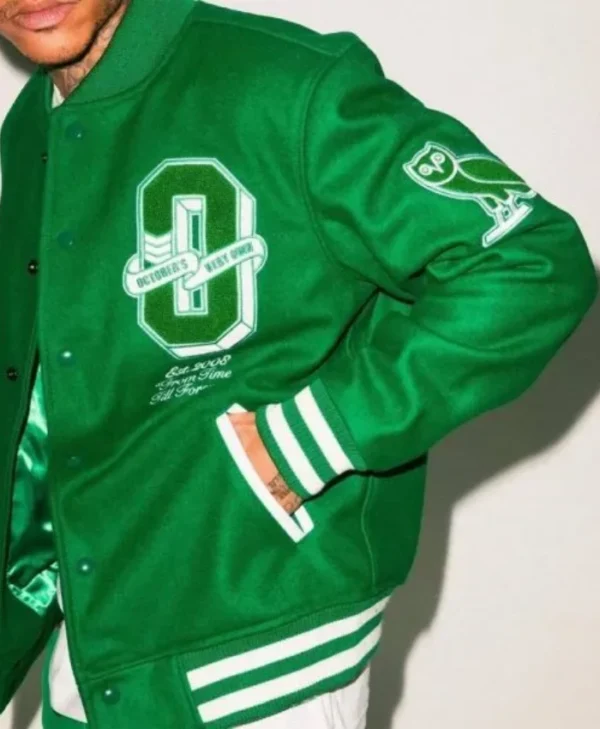Shop OVO Boston Celtics Green Varsity Wool Jacket