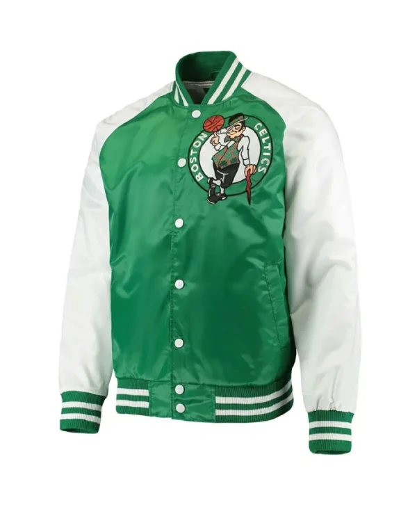 Buy Boston Celtics Point Guard Kelly Green and White Full-Snap Satin Jacket