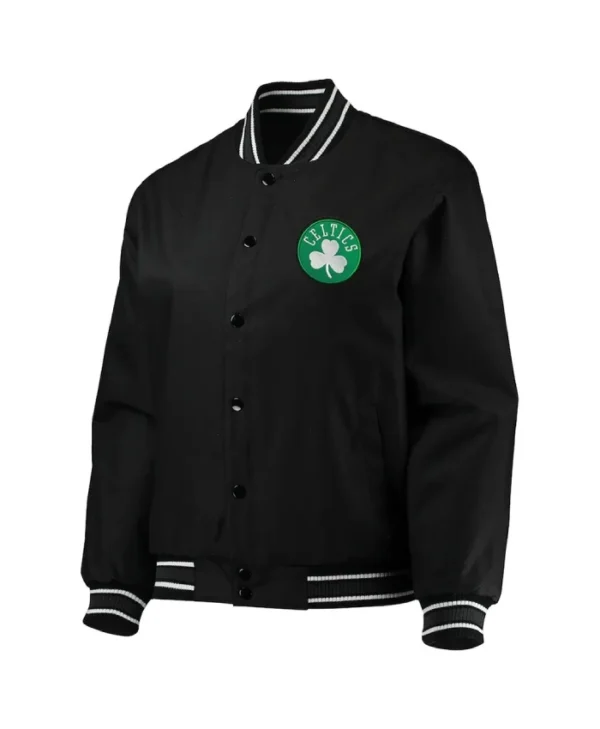 Shop Boston Celtics Poly Twill Full-Snap Black Jacket