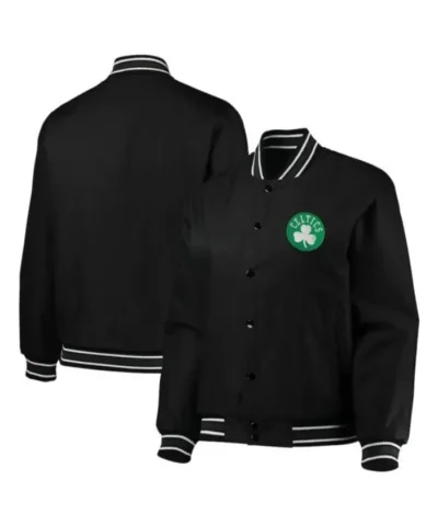 Boston Celtics Poly Twill Full-Snap Black Jacket