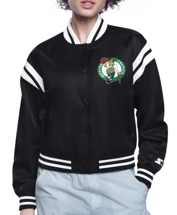 Boston Celtics Varsity Full-Snap Satin Jacket