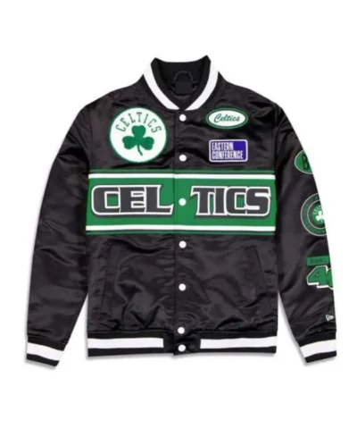 Boston Celtics 2024 Rally Drive Full-Snap Satin Black Jacket