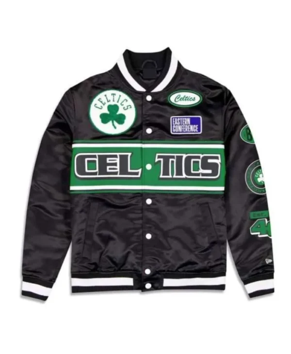 Boston Celtics 2024 Rally Drive Full-Snap Satin Black Jacket