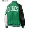 Boston Celtics Reliever Full-Snap Varsity Satin Kelly GreenBlack Jacket