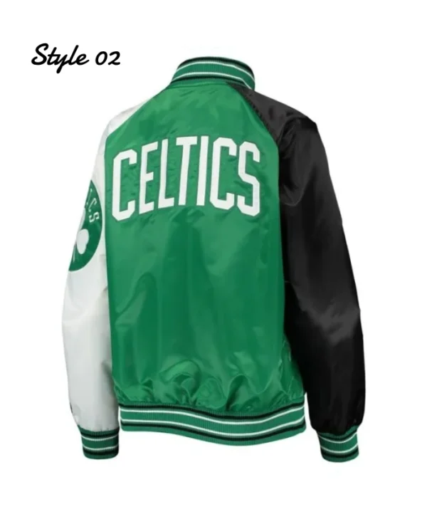 Boston Celtics Reliever Full-Snap Varsity Satin Kelly GreenBlack Jacket
