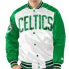 Renegade Boston Celtics WhiteKelly Green Full-Snap Satin Varsity Jacket