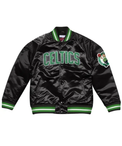 Retro Boston Celtics Black Satin Full-Snap Jacket