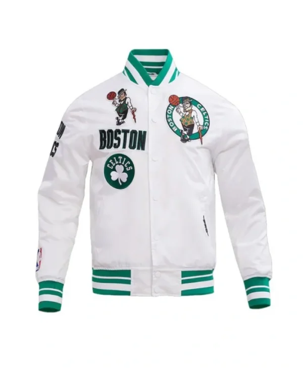 Boston Celtics Retro Classic Rib Black Satin Jacket