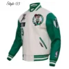 Boston Celtics Retro Classic Rib WoolLeather Varsity GreenOff Jacket