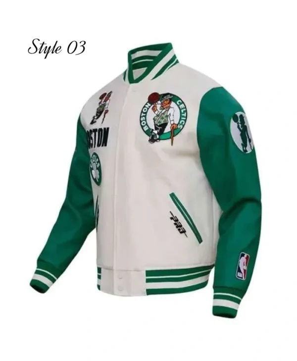 Boston Celtics Retro Classic Rib WoolLeather Varsity GreenOff Jacket