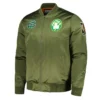 Boston Celtics Classics Retro Full-Zip Olive Satin Jacket