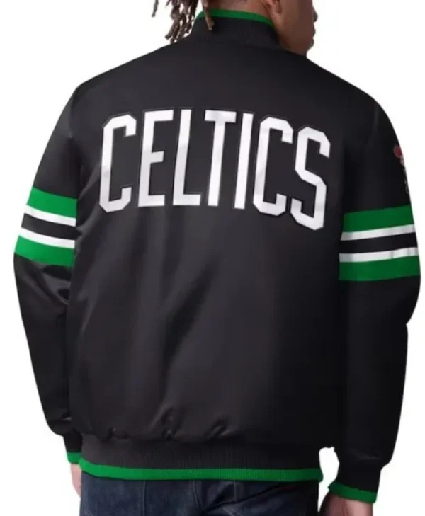 Shop Boston Celtics Scout I Varsity Full-Snap Satin GreenBlack Jacket
