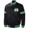 Boston Celtics Slider Full-Snap Varsity Satin Black Jacket