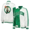 Boston Celtics Split Full-Snap Varsity Satin GreenWhite Jacket