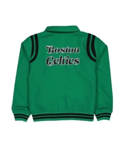Shop Boston Celtics Sport Night Varsity Full-Snap Wool Black Jacketa