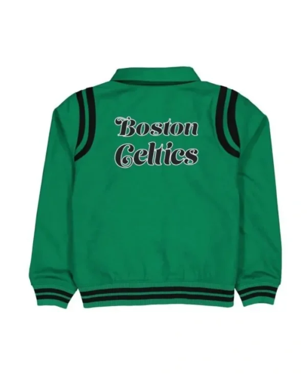 Shop Boston Celtics Sport Night Varsity Full-Snap Wool Black Jacketa