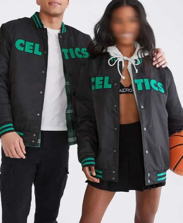 Stars Boston Celtics Bomber Full-Snap Black Jacket