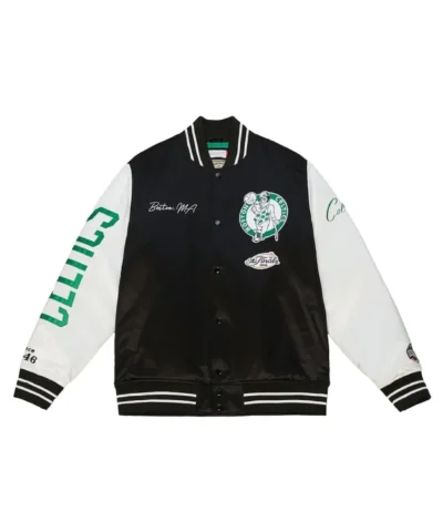 Team Origins Boston Celtics Full-Snap Satin BlackWhite Jacket