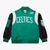 Boston Celtics Team Origins Full-Snap Satin Green and Black Jacket