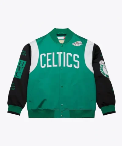 Boston Celtics Team Origins Full-Snap Satin Green and Black Jacket