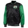 The Enforcer Boston Celtics Full-Snap Satin Black & Kelly Green Jacket