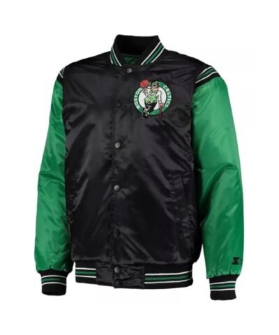 The Enforcer Boston Celtics Full-Snap Satin Black & Kelly Green Jacket