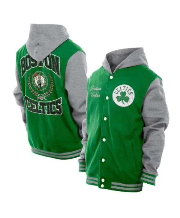 Boston Celtics Throwback Prep Full-Snap Fleece Kelly Green Hoodie Jacket