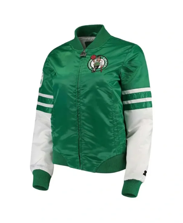 Shop Tie Breaker Boston Celtics Green and White Full-Zip Satin Jacket