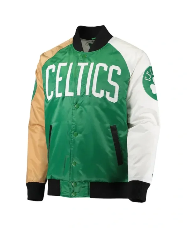 Tricolor Boston Celtics Remix Kelly GreenGoldWhite Full-Snap Jacket