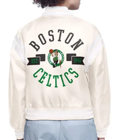 Printed Logo Boston Celtics Varsity Full-Snap Jacket